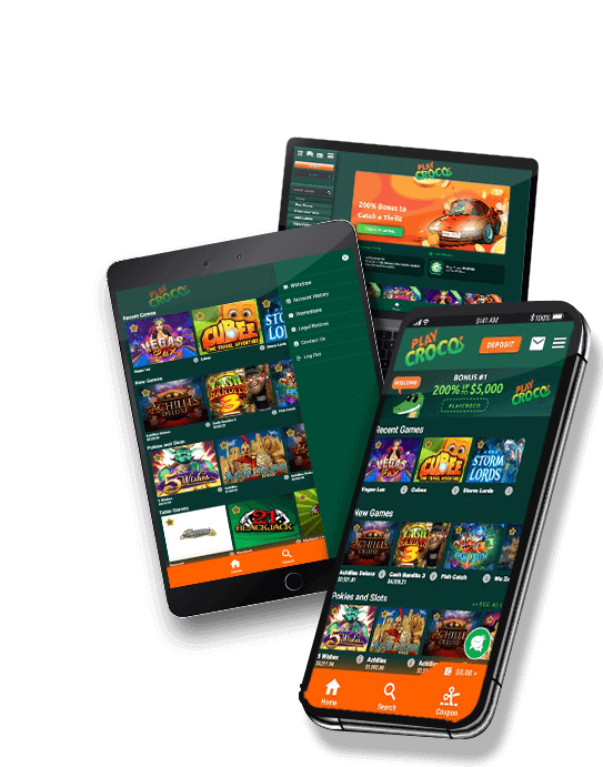 playcroco casino lobby smartphone ipad desktop