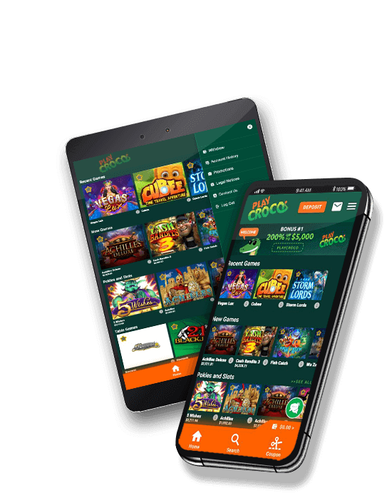 playcroco casino lobby on tablet and smartphone