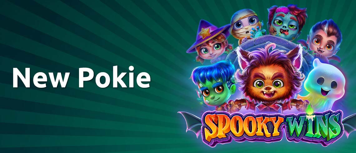 New Pokie Spooky Wins, Ghost and cute scary halloween characters