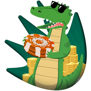 Croco with casino chips and money