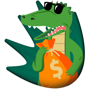Croco with a bag full of cash